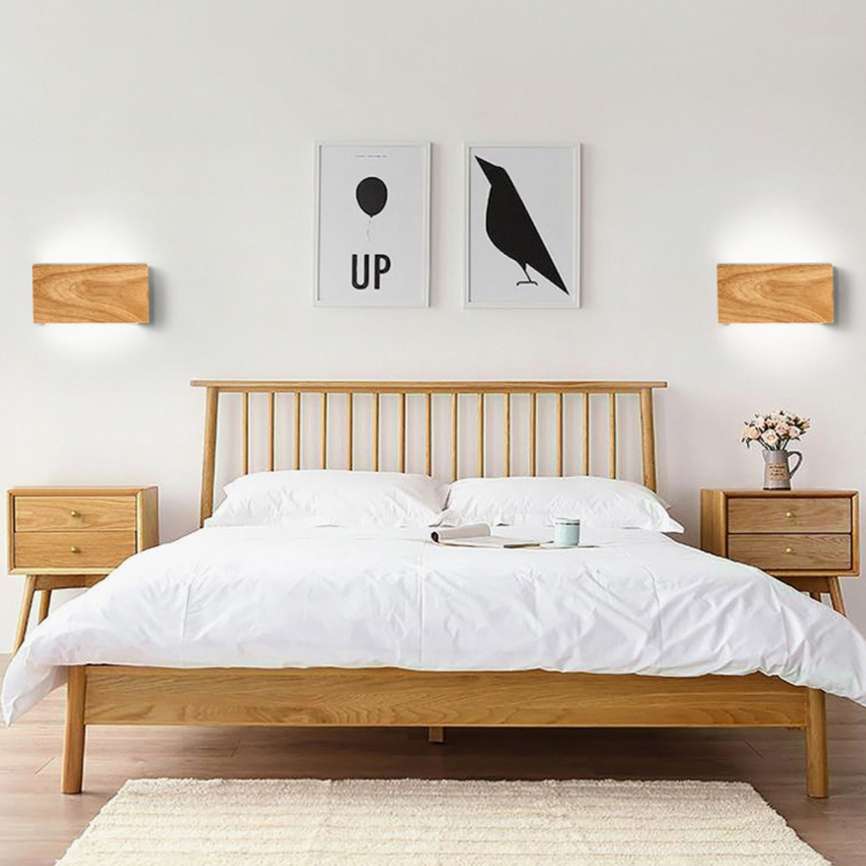 Rectangle Wood Acrylic Living Wall Lamp