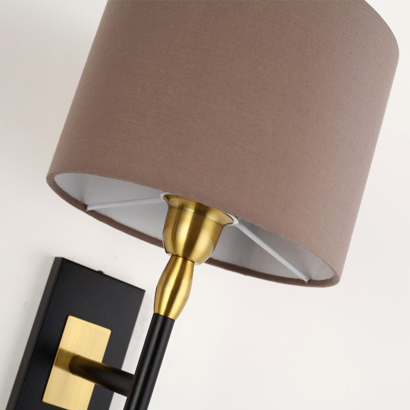 Round Cylinder Iron Fabric Wall Lamp