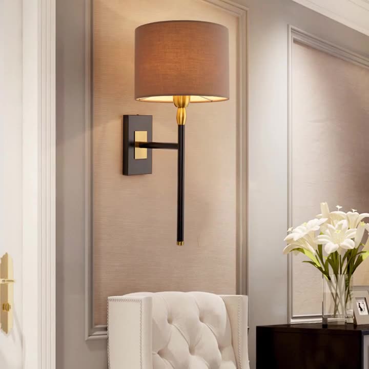 Round Cylinder Iron Fabric Wall Lamp