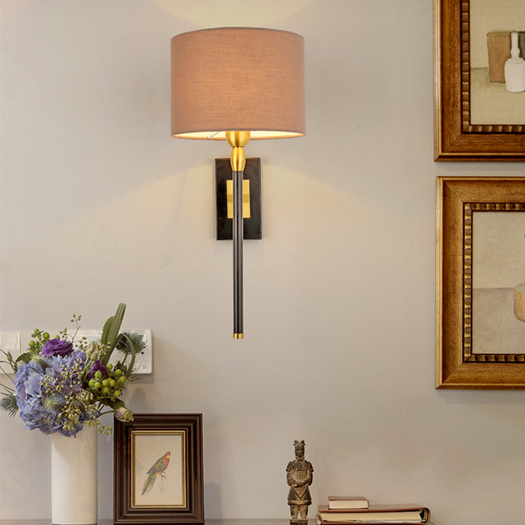 Round Cylinder Iron Fabric Wall Lamp