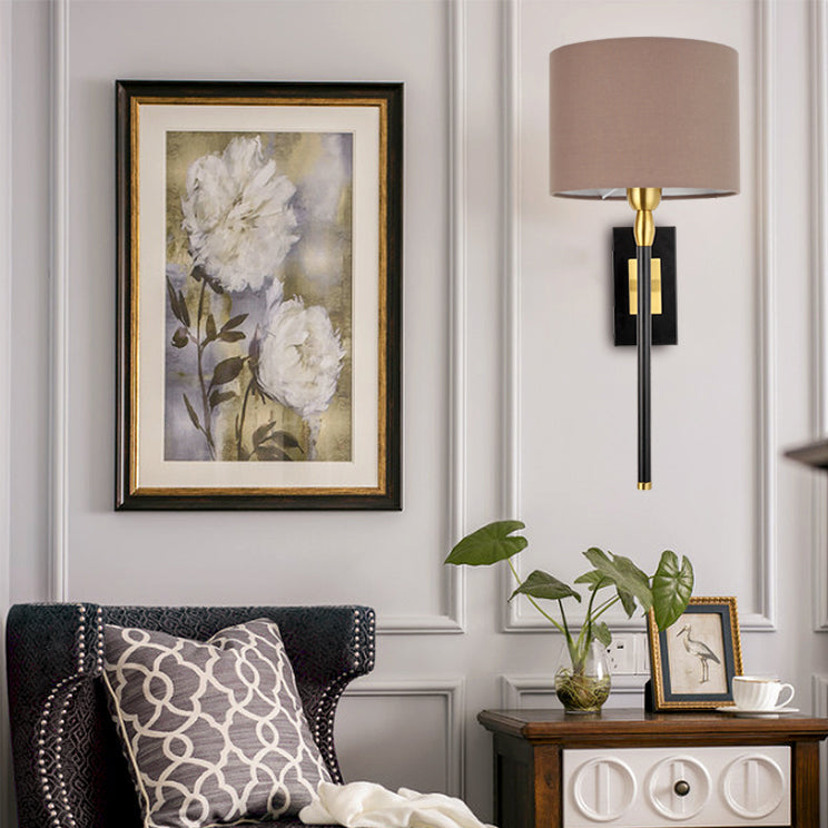 Round Cylinder Iron Fabric Wall Lamp