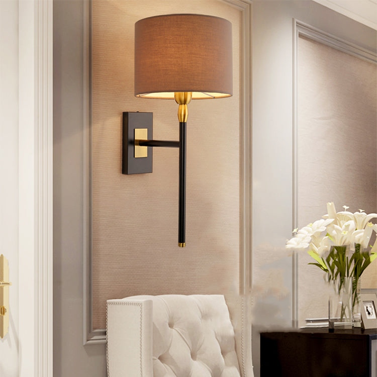 Round Cylinder Iron Fabric Wall Lamp