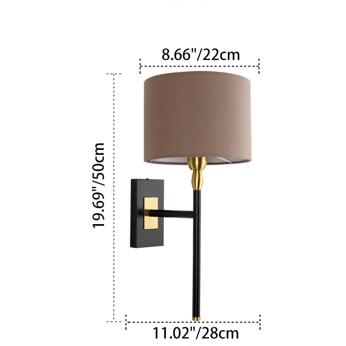 Round Cylinder Iron Fabric Wall Lamp