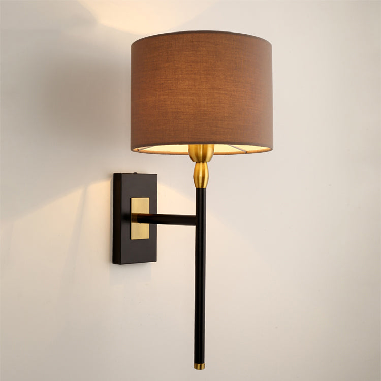 Round Cylinder Iron Fabric Wall Lamp