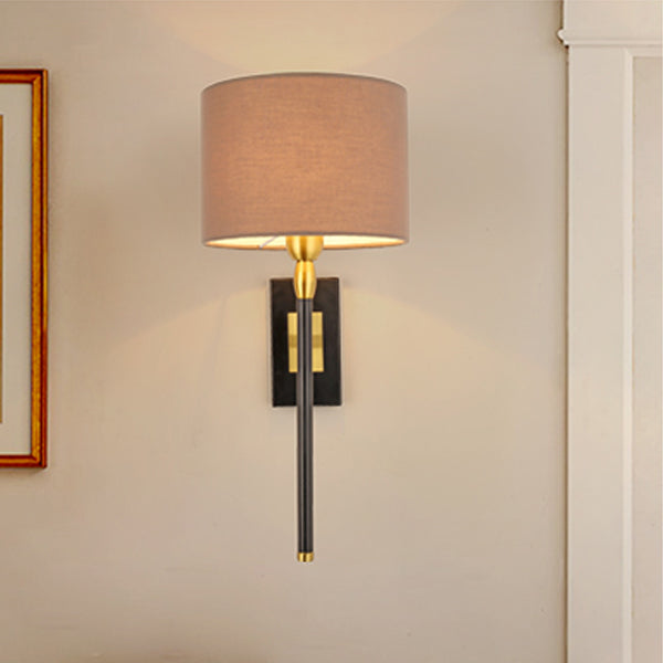 Round Cylinder Iron Fabric Wall Lamp