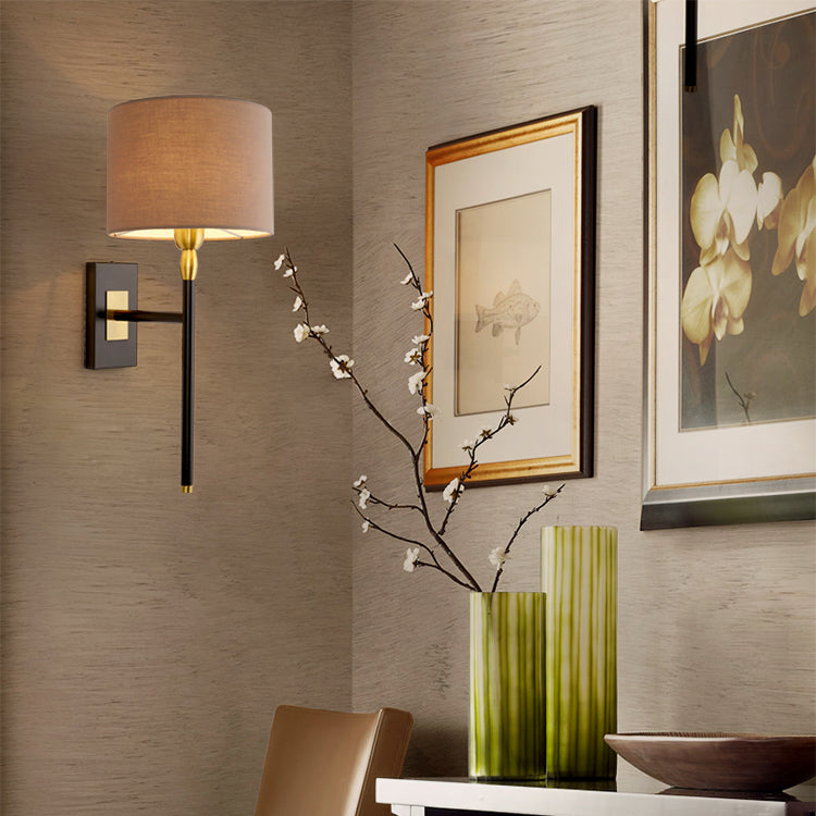 Round Cylinder Iron Fabric Wall Lamp