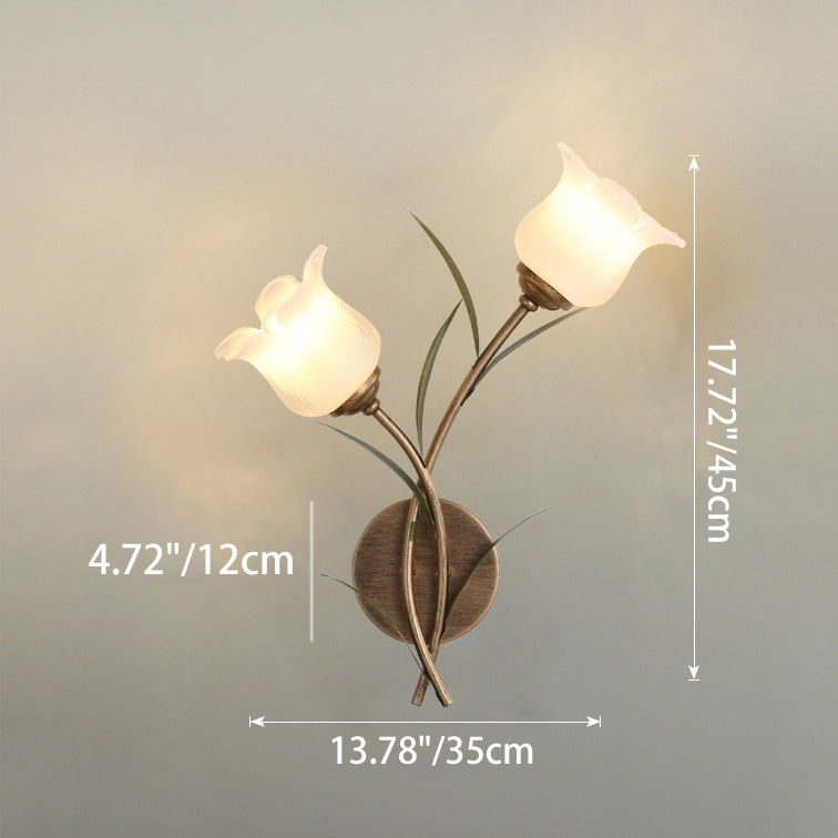 Floral Leaf Iron Glass Wall Lamp