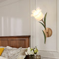 Floral Leaf Iron Glass Wall Lamp