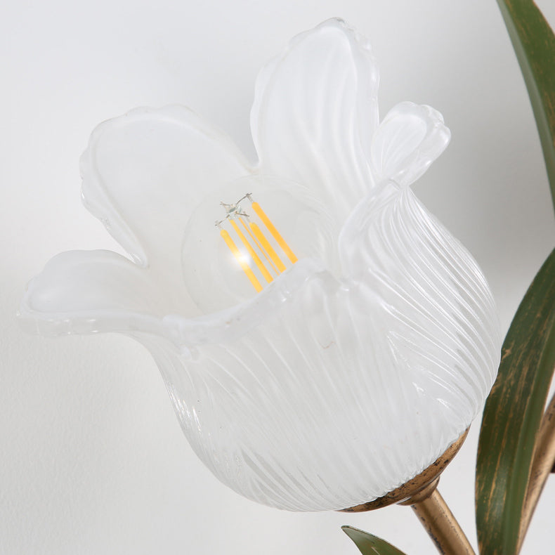 Floral Leaf Iron Glass Wall Lamp