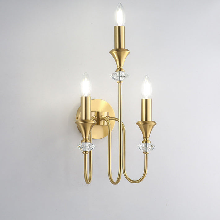 Curved Rod Candelabra Copper 2-Light Wall Lamp