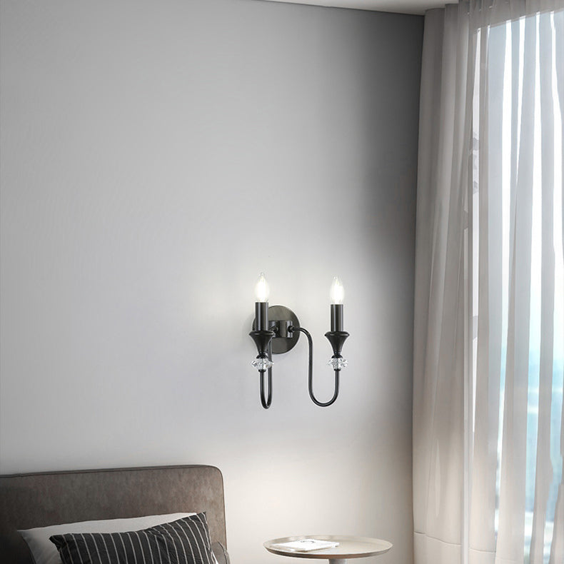 Curved Rod Candelabra Copper 2-Light Wall Lamp