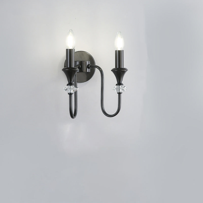 Curved Rod Candelabra Copper 2-Light Wall Lamp