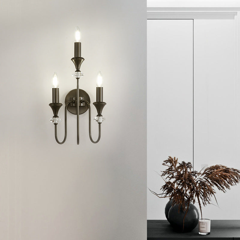 Curved Rod Candelabra Copper 2-Light Wall Lamp