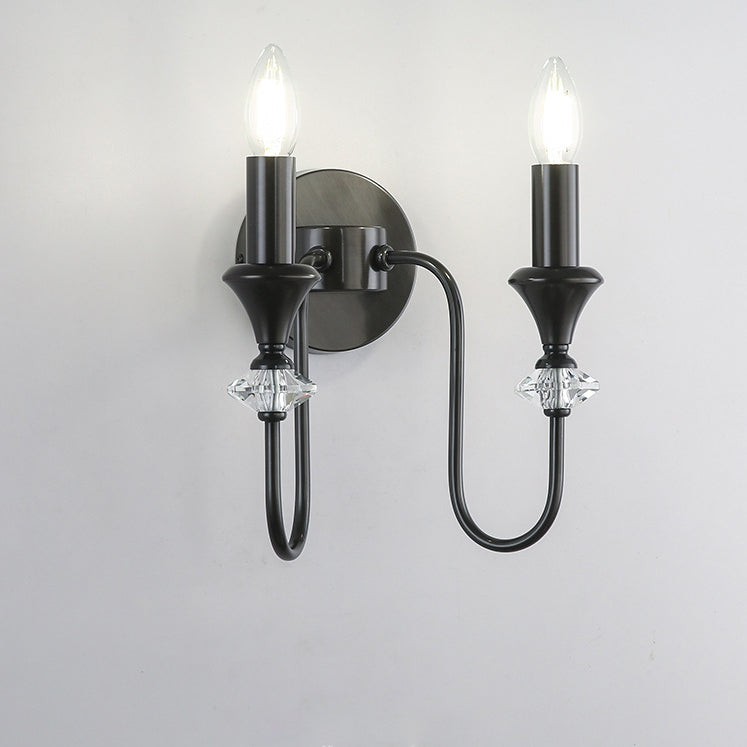 Curved Rod Candelabra Copper 2-Light Wall Lamp