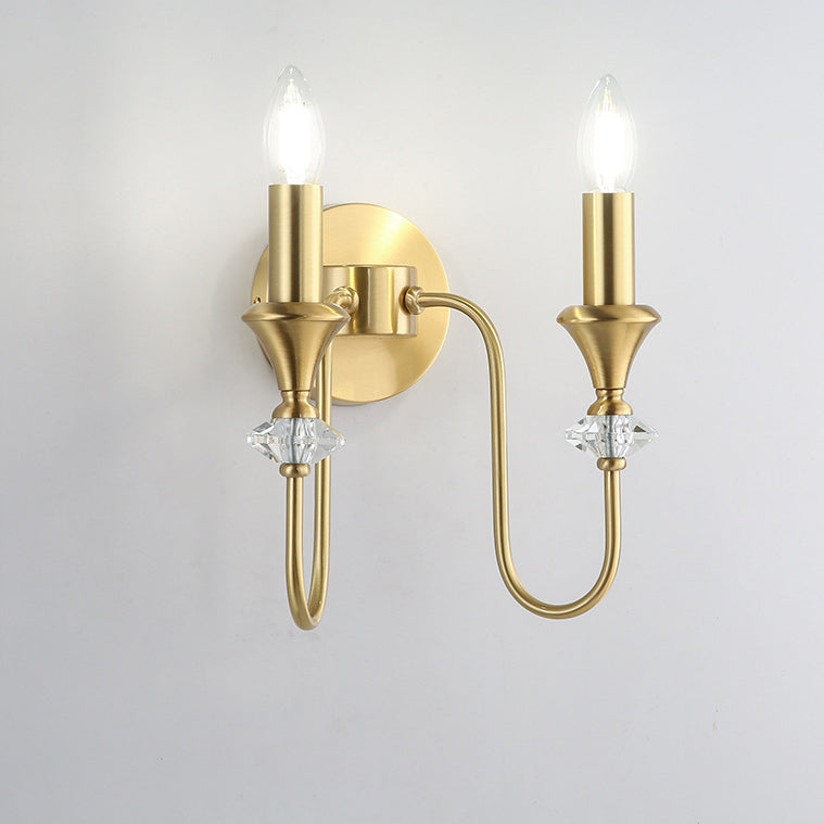 Curved Rod Candelabra Copper 2-Light Wall Lamp