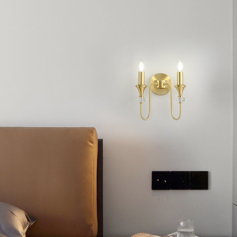 Curved Rod Candelabra Copper 2-Light Wall Lamp