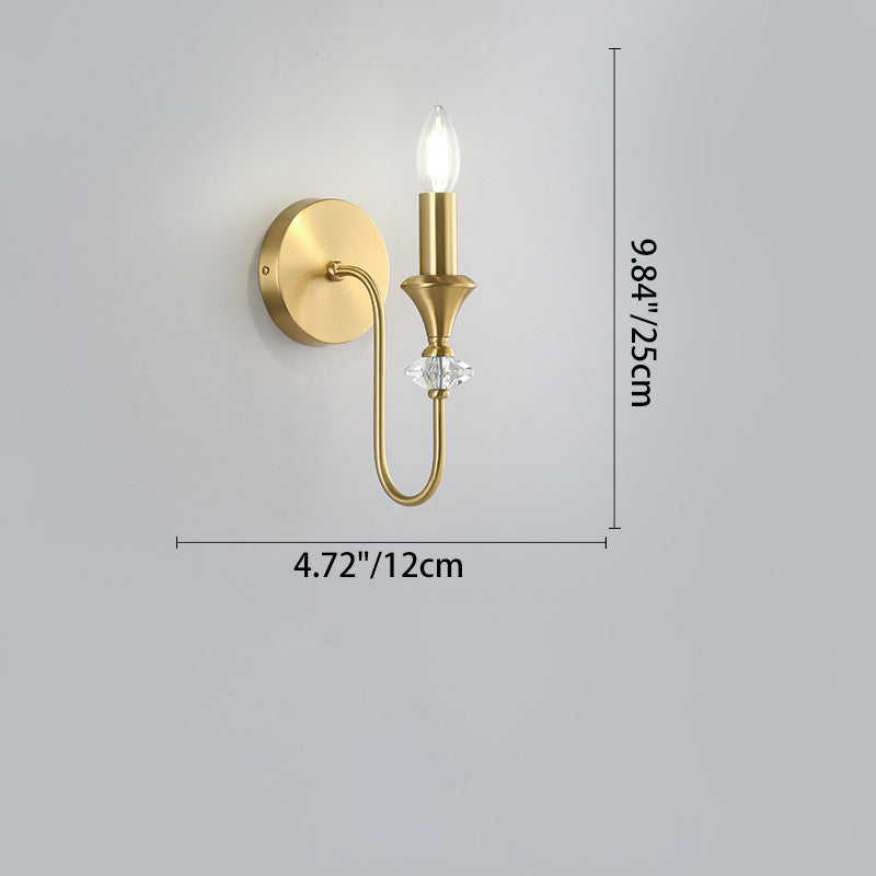 Curved Rod Candelabra Copper 2-Light Wall Lamp
