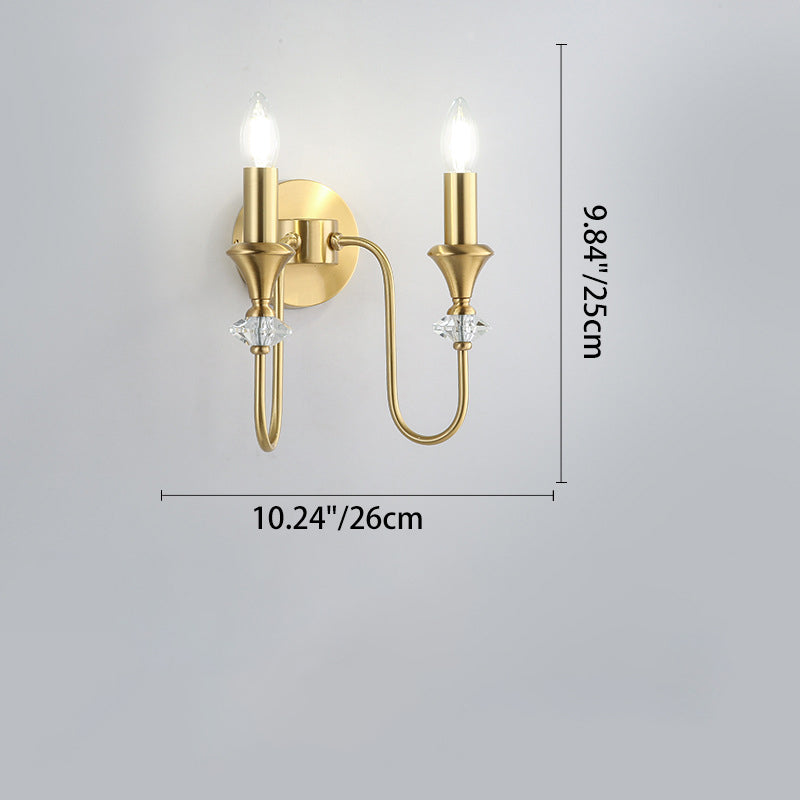 Curved Rod Candelabra Copper 2-Light Wall Lamp