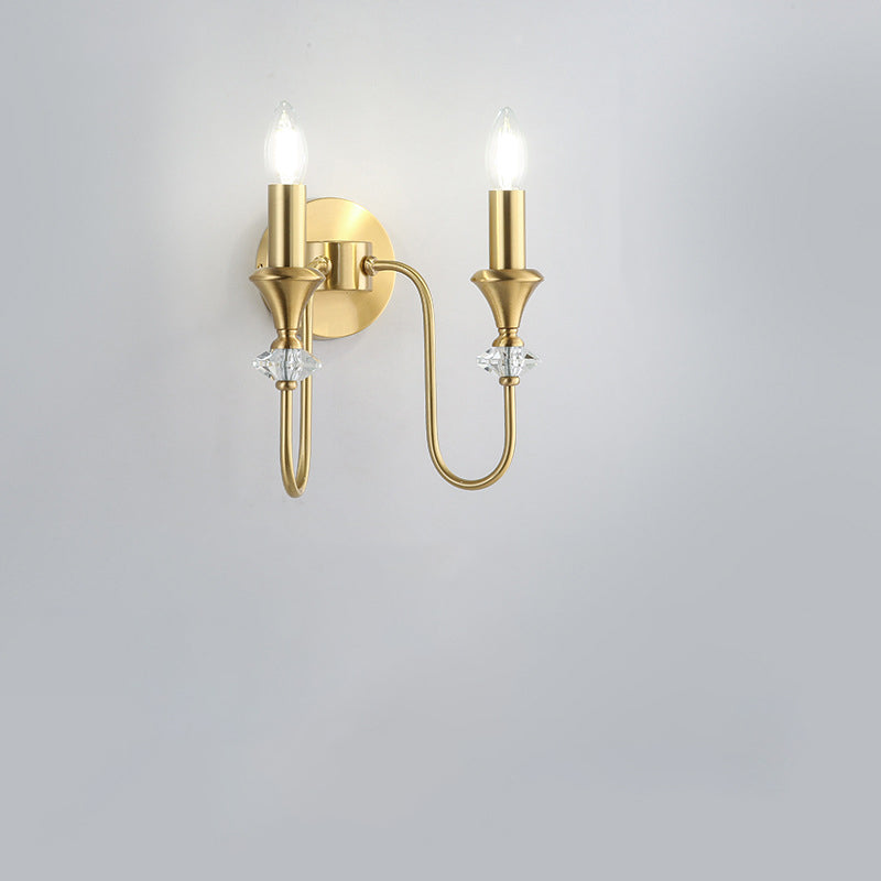 Curved Rod Candelabra Copper 2-Light Wall Lamp