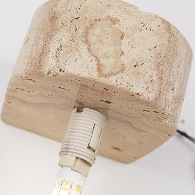 Round Globe Yellow Travertine Wall Lamp