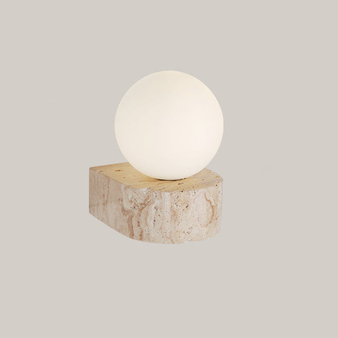 Round Globe Yellow Travertine Wall Lamp