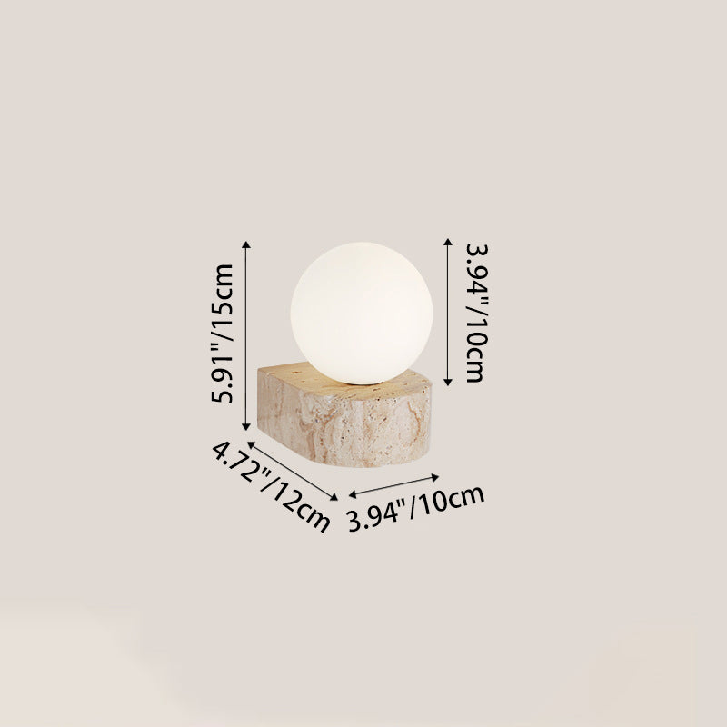 Round Globe Yellow Travertine Wall Lamp