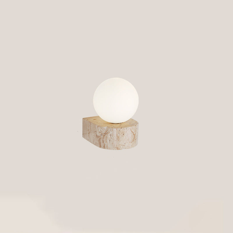Round Globe Yellow Travertine Wall Lamp