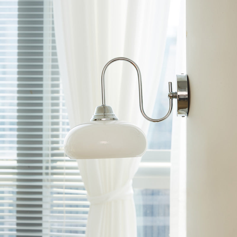 Curved Pole Oval Iron Wall Lamp