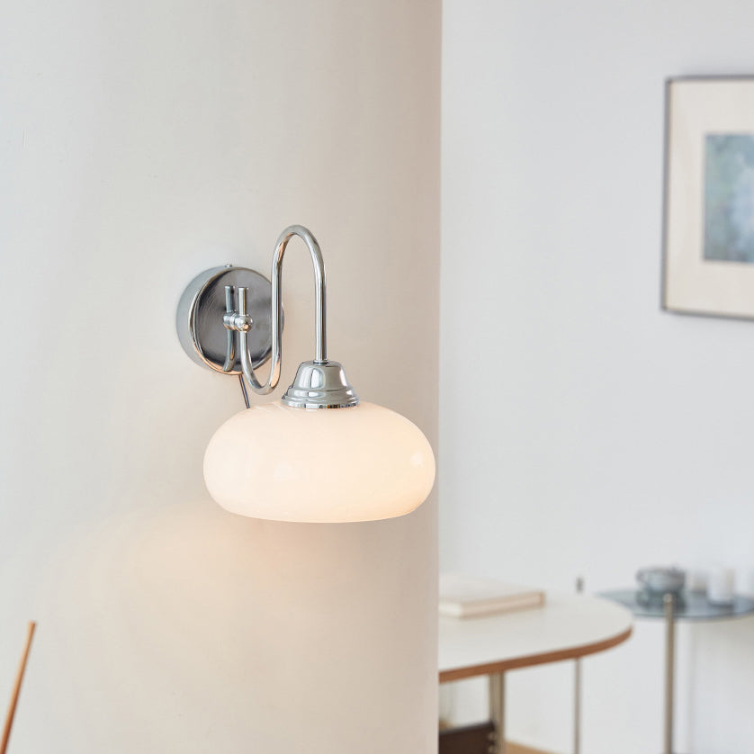 Curved Pole Oval Iron Wall Lamp