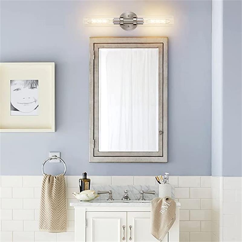 Cylinder Glass Iron Vanity 2-Light Wall Lamp