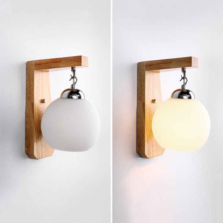 Globe Rectangle Rubberwood Hardware Wall Lamp