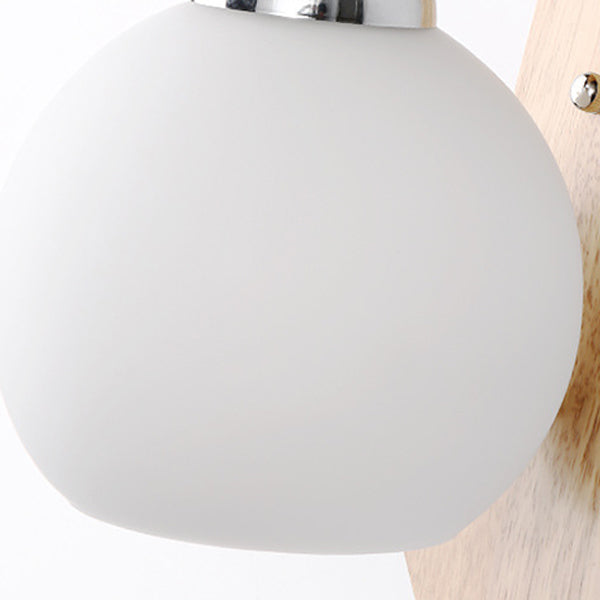Globe Rectangle Rubberwood Hardware Wall Lamp