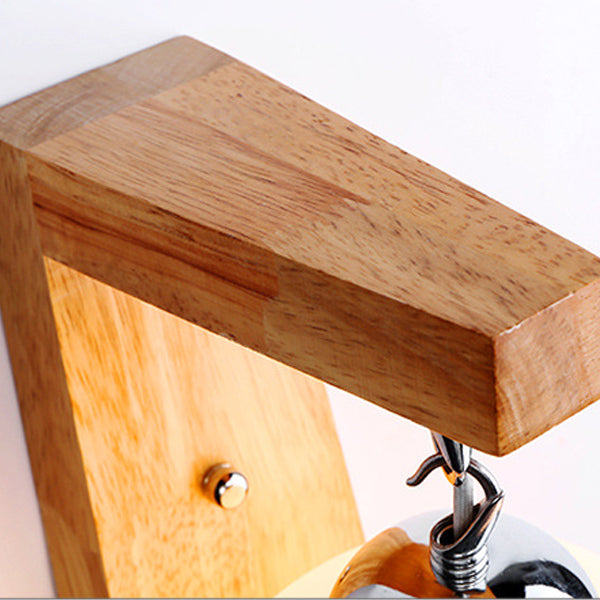 Globe Rectangle Rubberwood Hardware Wall Lamp