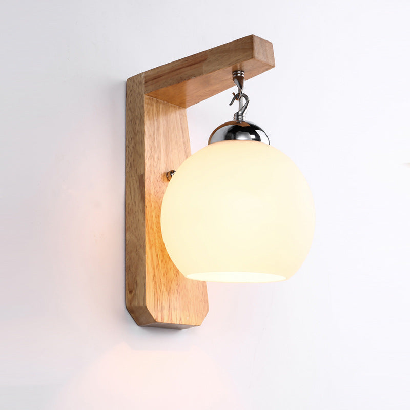 Globe Rectangle Rubberwood Hardware Wall Lamp