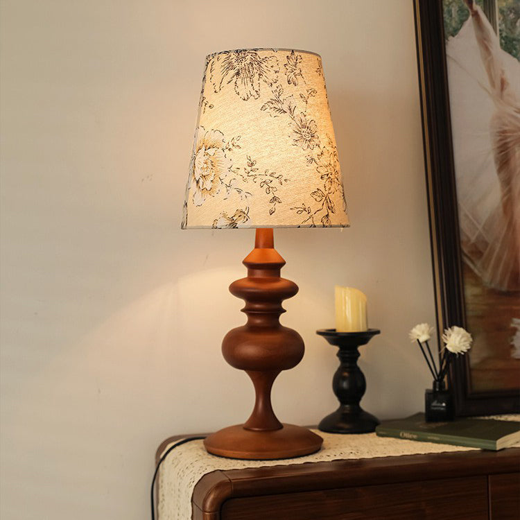 Cylinder Floral Fabric Solid Table Lamp