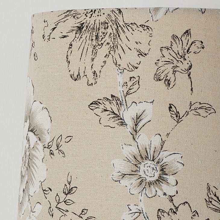 Cylinder Floral Fabric Solid Table Lamp