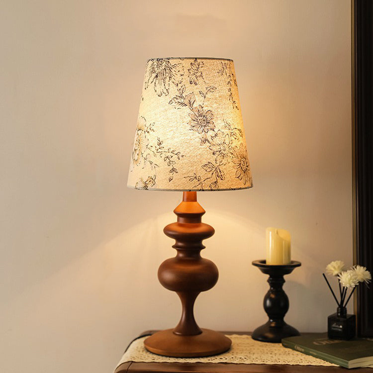 Cylinder Floral Fabric Solid Table Lamp