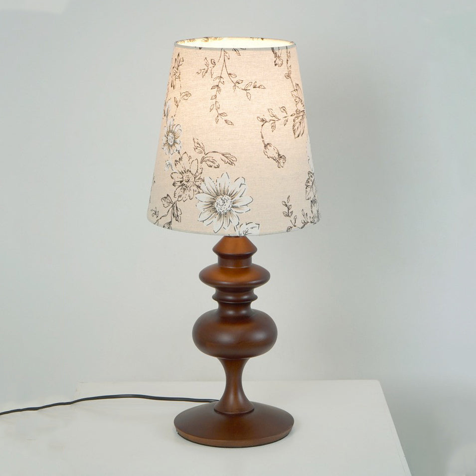 Cylinder Floral Fabric Solid Table Lamp
