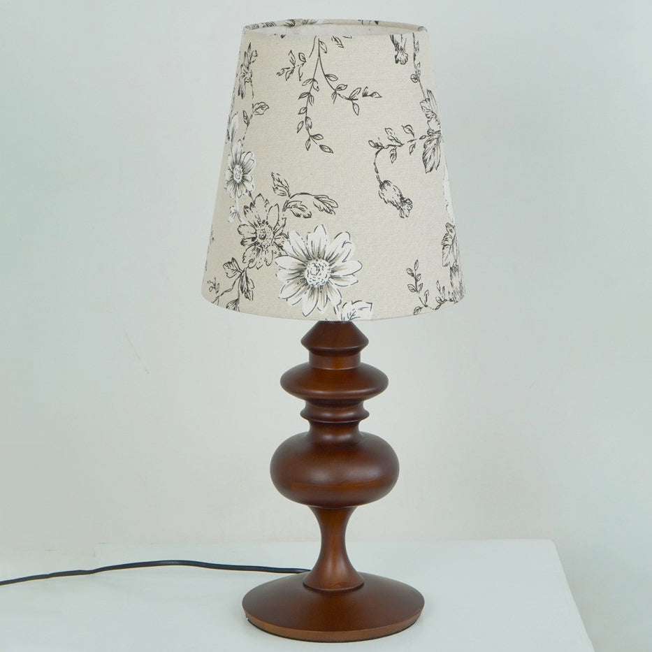 Cylinder Floral Fabric Solid Table Lamp