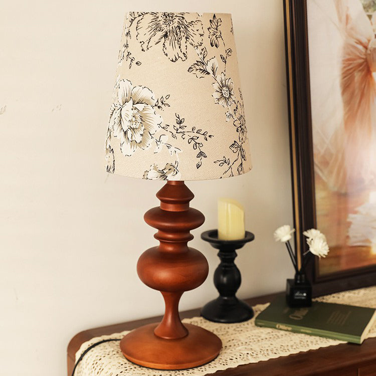 Cylinder Floral Fabric Solid Table Lamp