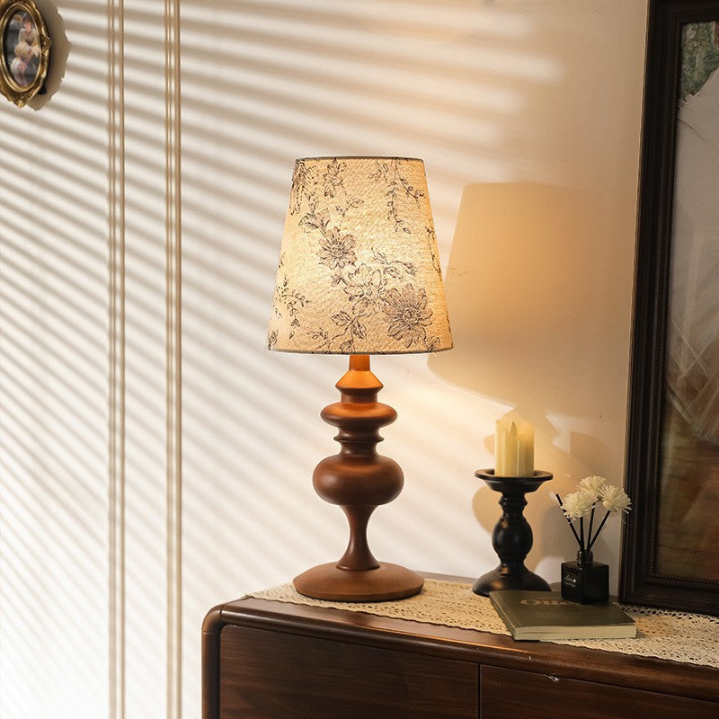 Cylinder Floral Fabric Solid Table Lamp