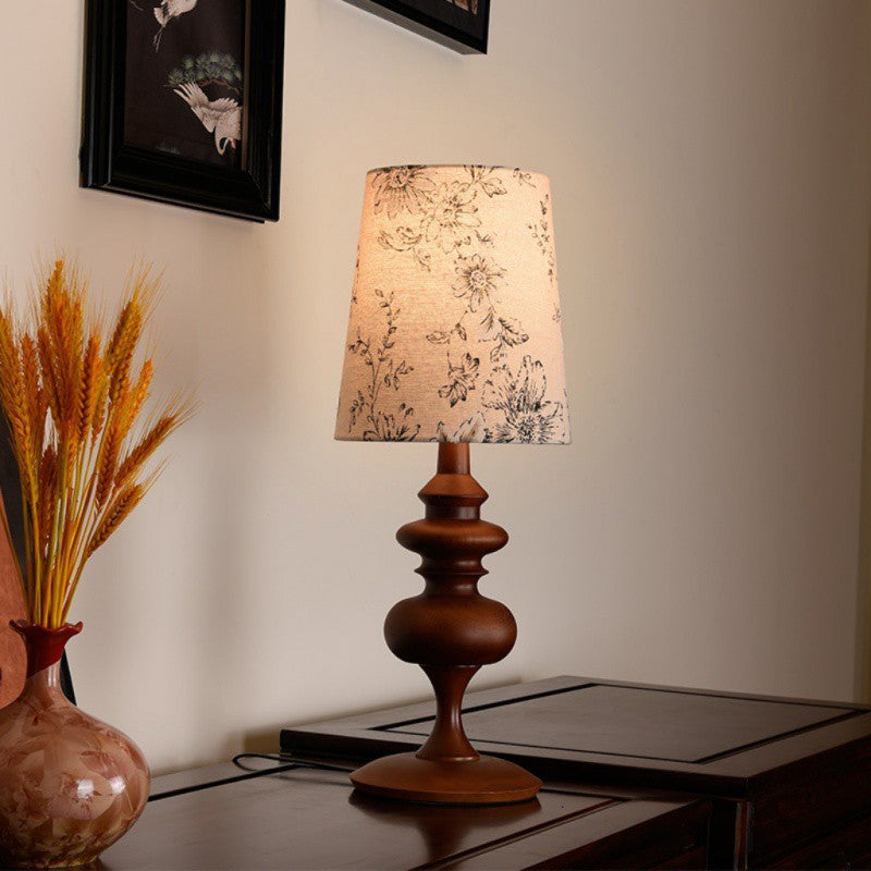 Cylinder Floral Fabric Solid Table Lamp