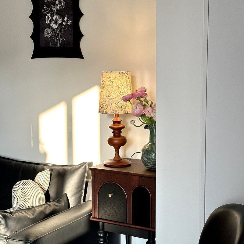 Cylinder Floral Fabric Solid Table Lamp