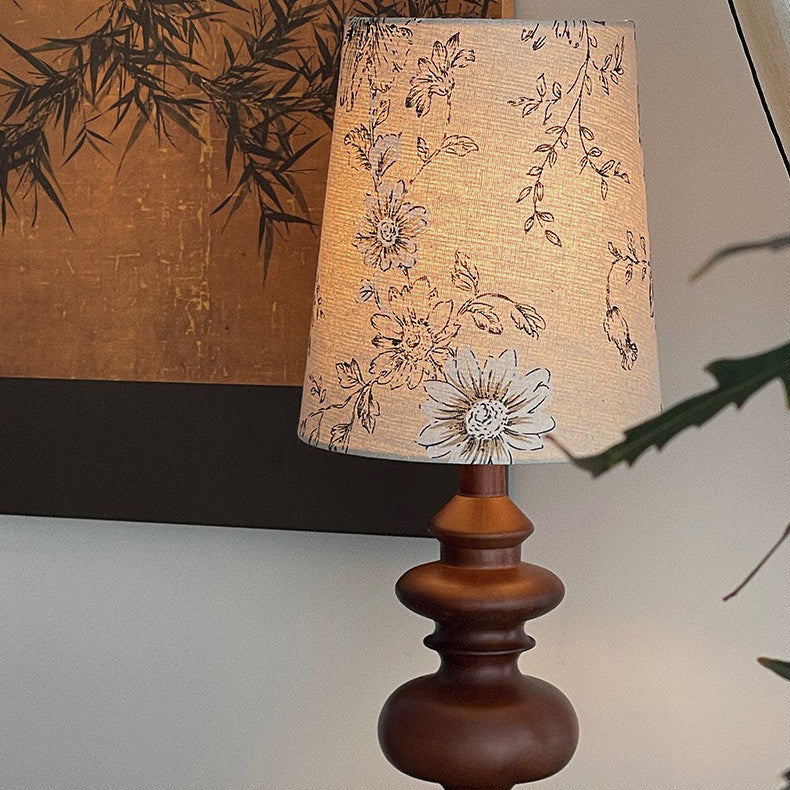 Cylinder Floral Fabric Solid Table Lamp