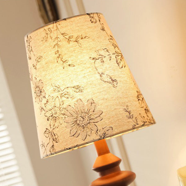 Cylinder Floral Fabric Solid Table Lamp