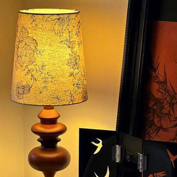 Cylinder Floral Fabric Solid Table Lamp