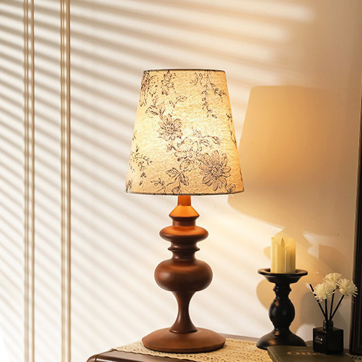 Cylinder Floral Fabric Solid Table Lamp