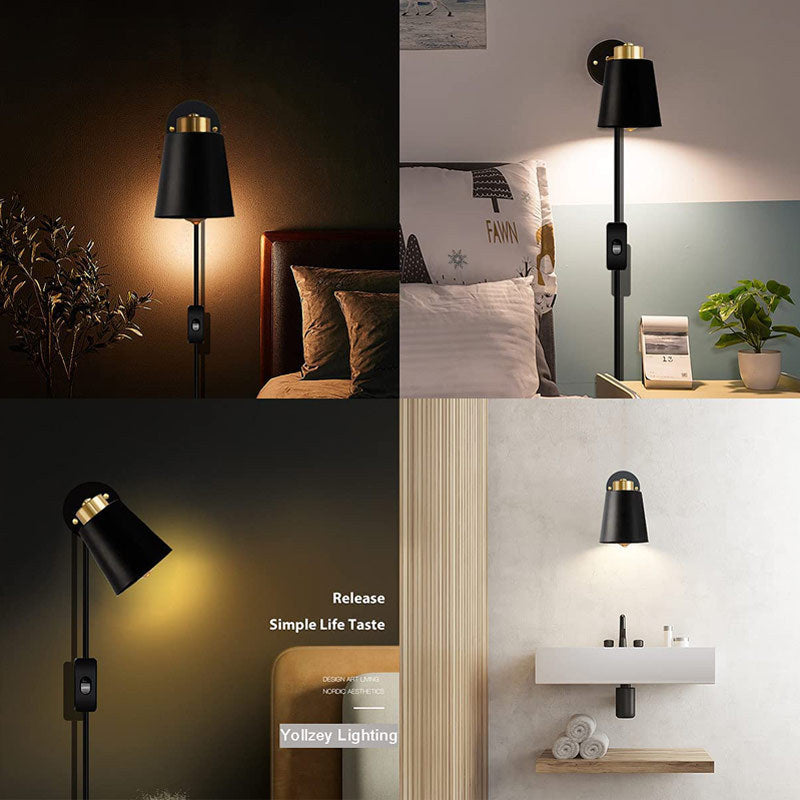 Round Cylinder Iron Bedroom Wall Lamp
