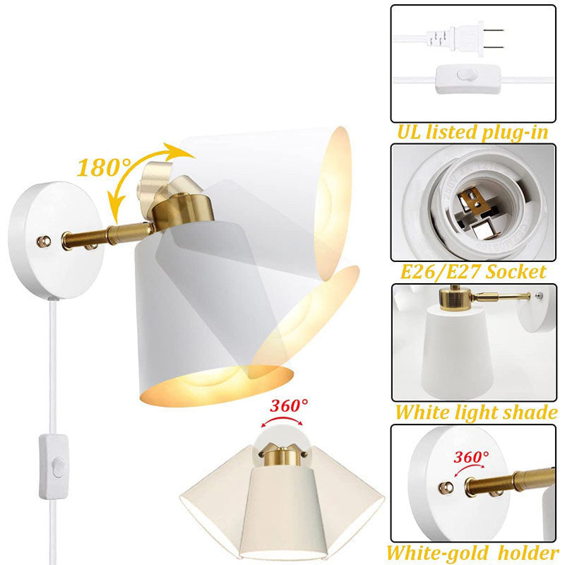 Round Cylinder Iron Bedroom Wall Lamp