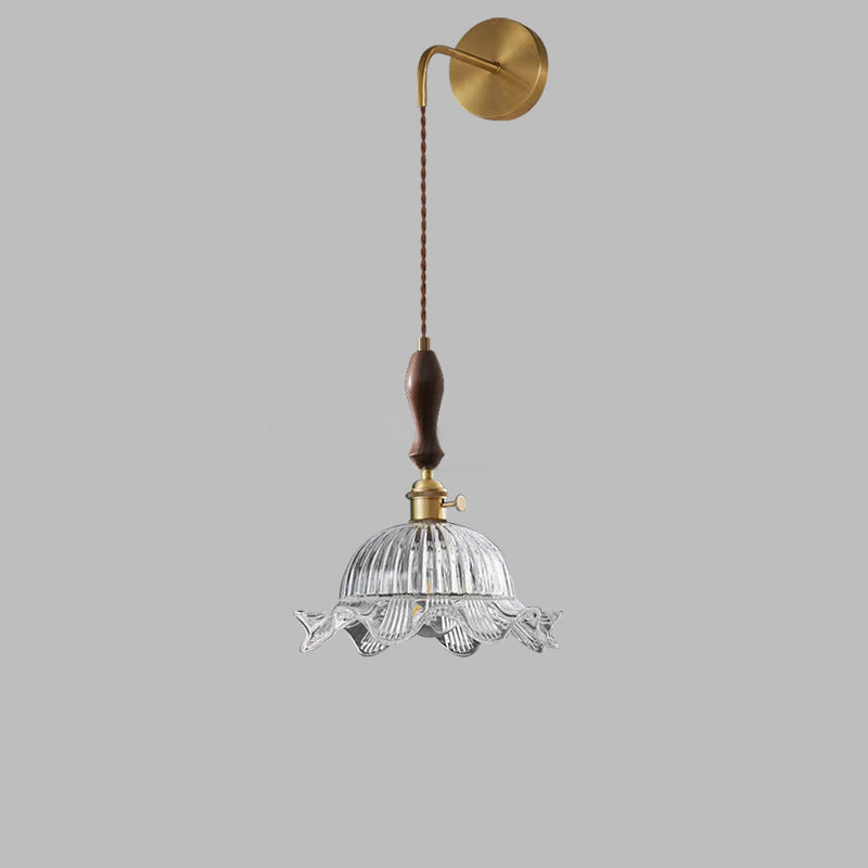 Round Dome Flower Brass Wall Lamp